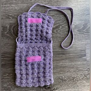 Handmade PURPLE Crochet Crossbody Fully Lined Purse Handbag with Velcro closure